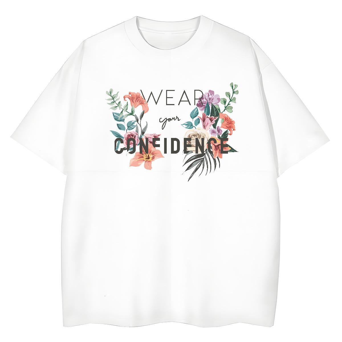 Classic T Shirt For Woman Short Sleeve O-Neck 230g Pure Cotton Woman Tshirt DIY Logo flower Casual Daily Wear 5A Tops Tees