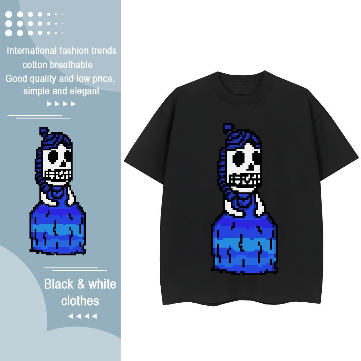 Fashion Casual T-Shirts 230g Pure Cotton Round Neck Short Sleeve Hip Hop Street skull Womens Tshirts Loose fit Cartoon Floral Printing Tops Shirt