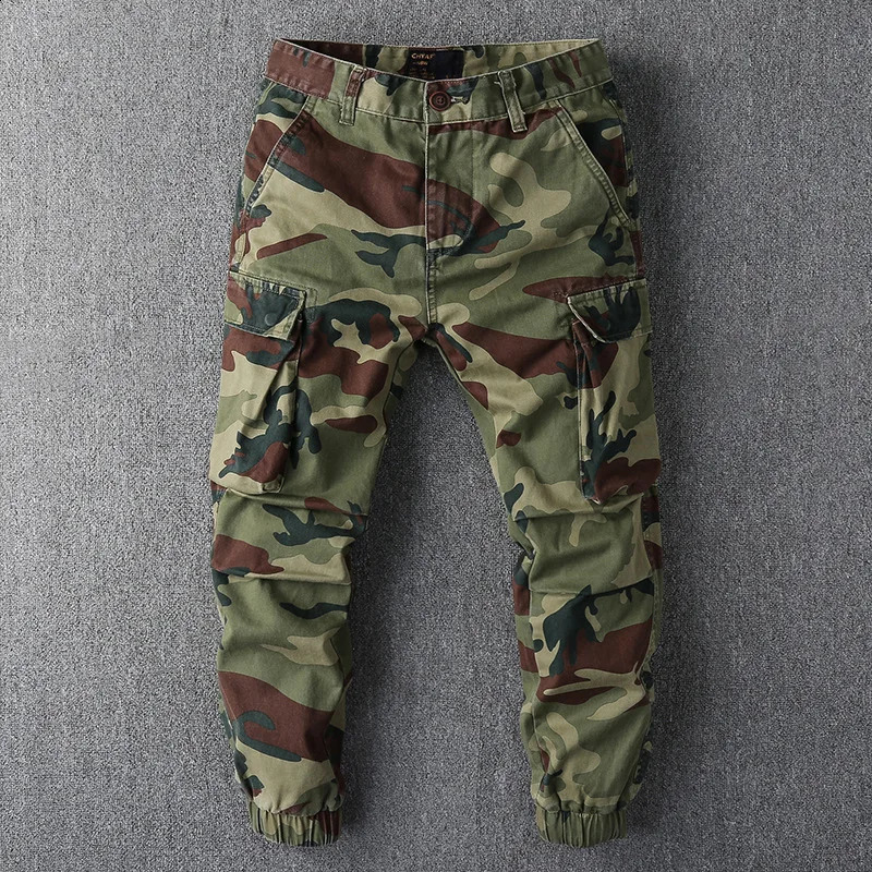 Mens Fashion Sports Hiking Cargo Pants Camouflage Coat Jogger Casual Cone Track Loose Lo 240821
