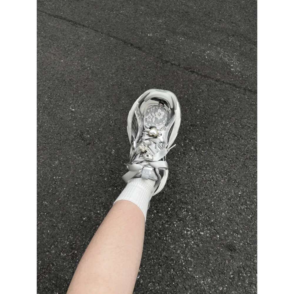 Ddmyoutdoor Cowhide Version Of P Thick Soled Sier Dad For Women New Pearl Wedding Height Increasing Mesh Casual Sports Shoes OUTDOOR