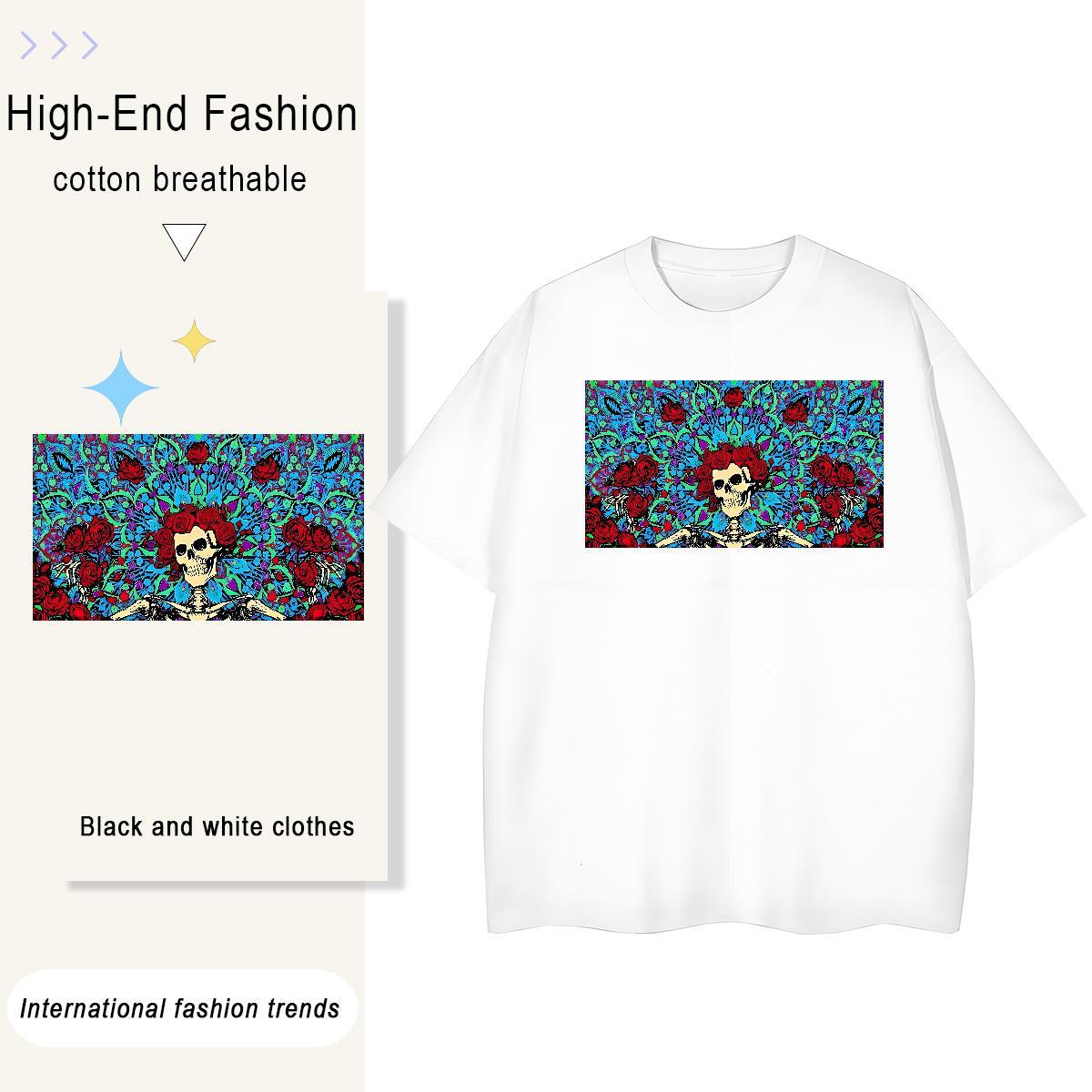 TOP Quality T Shirts Women 230g Cotton Breathable Casual flower Tshirt for Man Woman Brand DIY Anime Wear