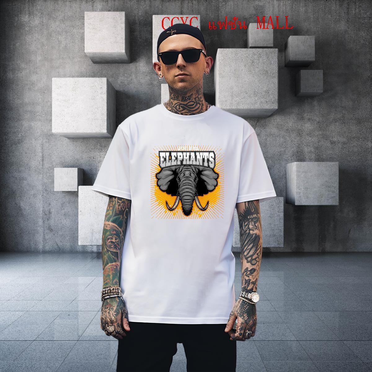 Loose Fit elephant T-Shirts for Men Street Wear Tshirt for Man Woman 100% Cotton 230g Classic Breathable Crew Neck Oversized 4XL Top Tees