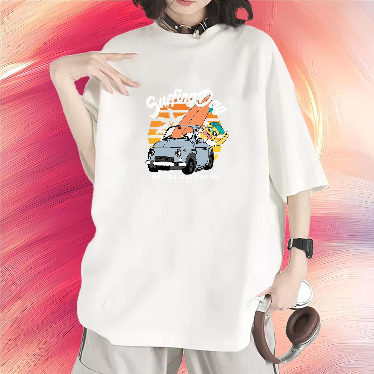 Popular Women Tshirts 230g 100% Cotton role Daily Wear T-Shirts Comfortable Black White Tee Shirt