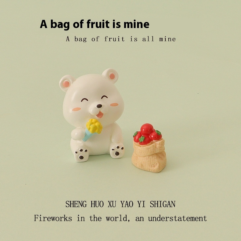 Cartoon Mini Ins Love Bear Fruit Micro Landscape Creation Baby House DIY Accessories Home Desktop Decoration