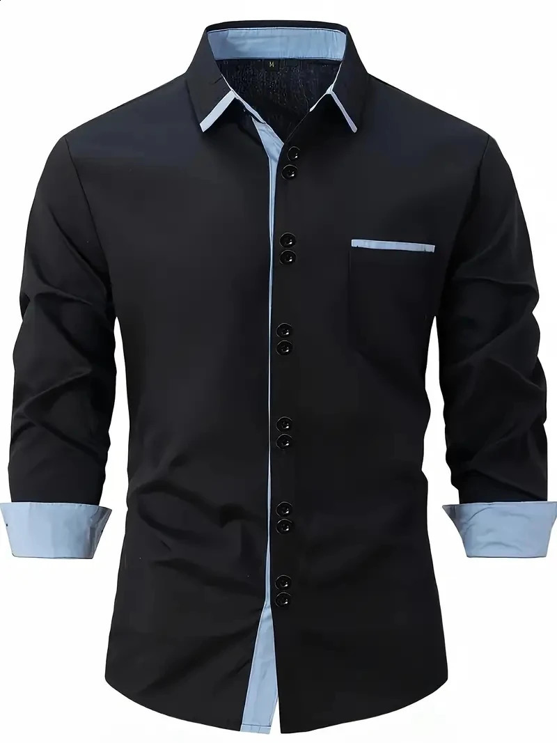 Autumn mens long sleeve shirt Golf print business casual mens button-down polyester cotton English shirt 240822