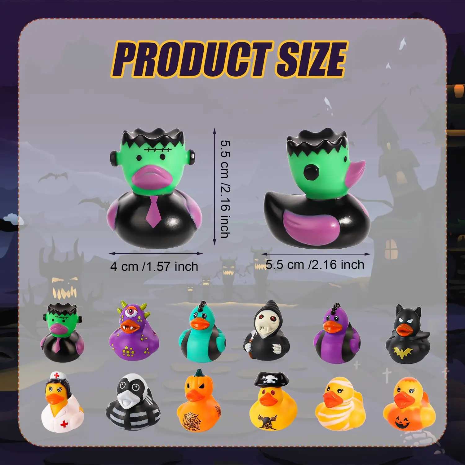 50/100pc Halloween Rubber Ducks Assorted Halloween Themed Rubber Ducks Ducky Toy Decoration for Halloween Party Favors Y240821