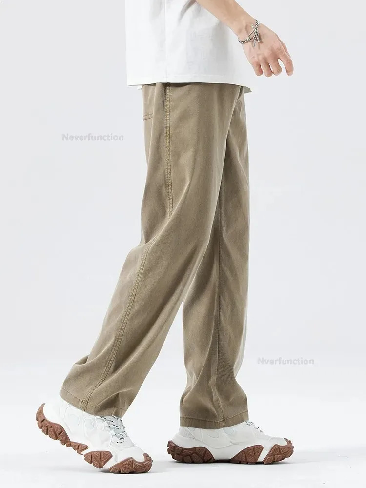 Ultra Thin Baggy Jeans Mens Summer in Lyocell Soft Breathable Straight Trousers Elastic Waist Casual Blue Gray Wide Pants 240814