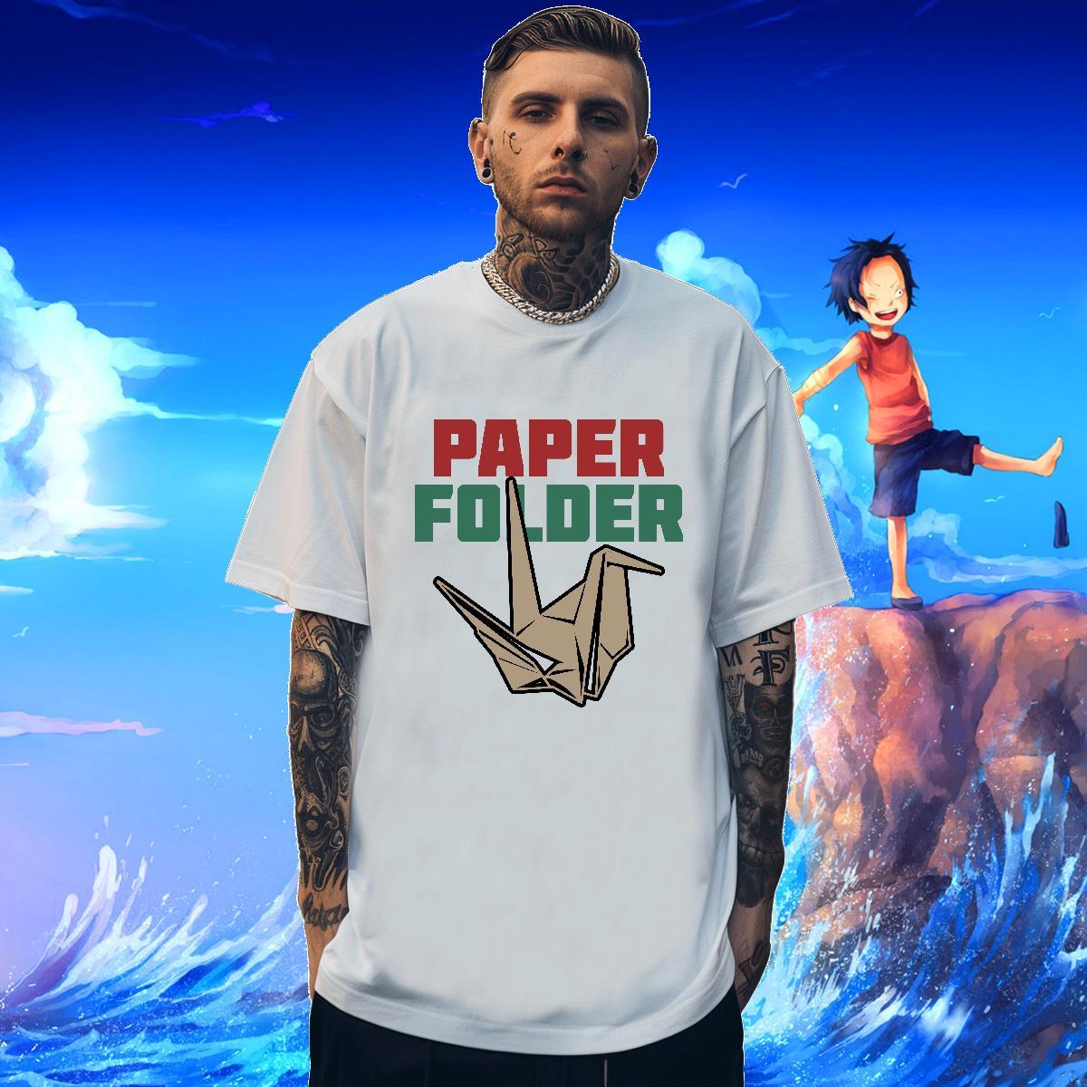 Comfortable Tshirt for Man Woman Street wear Hip Hop 230g 100% Cotton Plus Size Cartoon O-Neck Short Sleeve origami crane Mens T Shirts Fashion Tee Sh