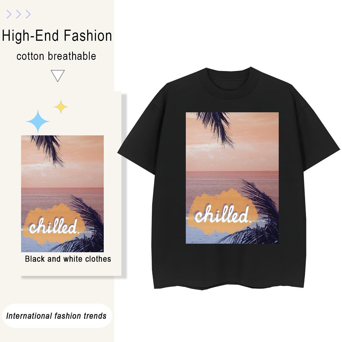Loose Tshirts Home Outdoor 100% Cotton 230g Anime Print Breathable Short Sleeve beach Mens T Shirts Custom Wear