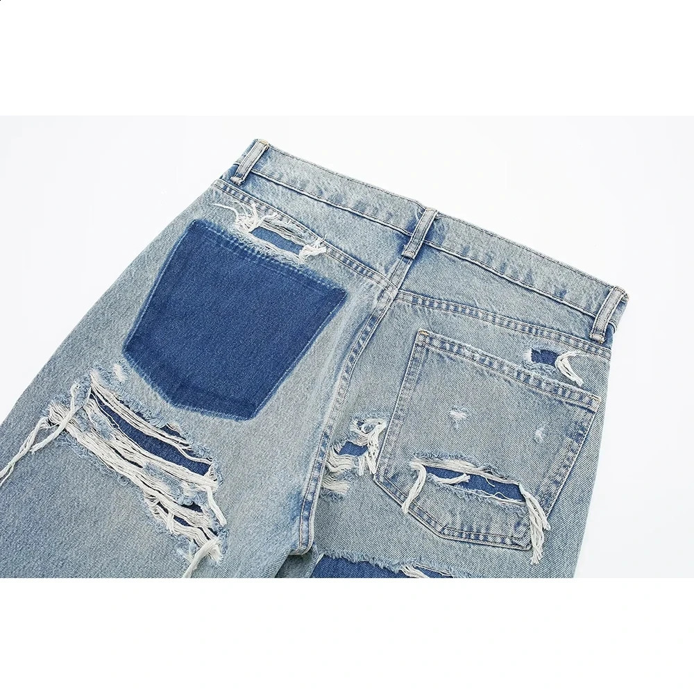 Aoaiiys Blue Baggy Jeans Women High Waisted Vintage Denim Pants Fashion Jeans Trousers Patchwork Casual Streetwear Y2k Jeans 240821
