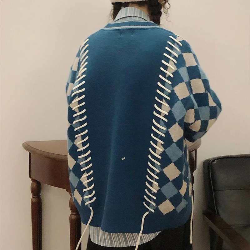 Autumn Winter Fashion Y2K Casual Mens Cardigan Sweater Long Sleeve Top Cotton V-Neck Korean Coat Man Retro Male Clothes 240821