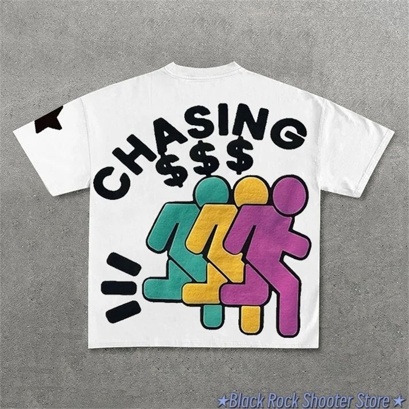 Harajuku Chasing Money Print Graphic T Shirts Oversized Pro Choice Gothic Y2k Tops Grunge Goth Tracksuit Ootdstyle Streetwear 240821