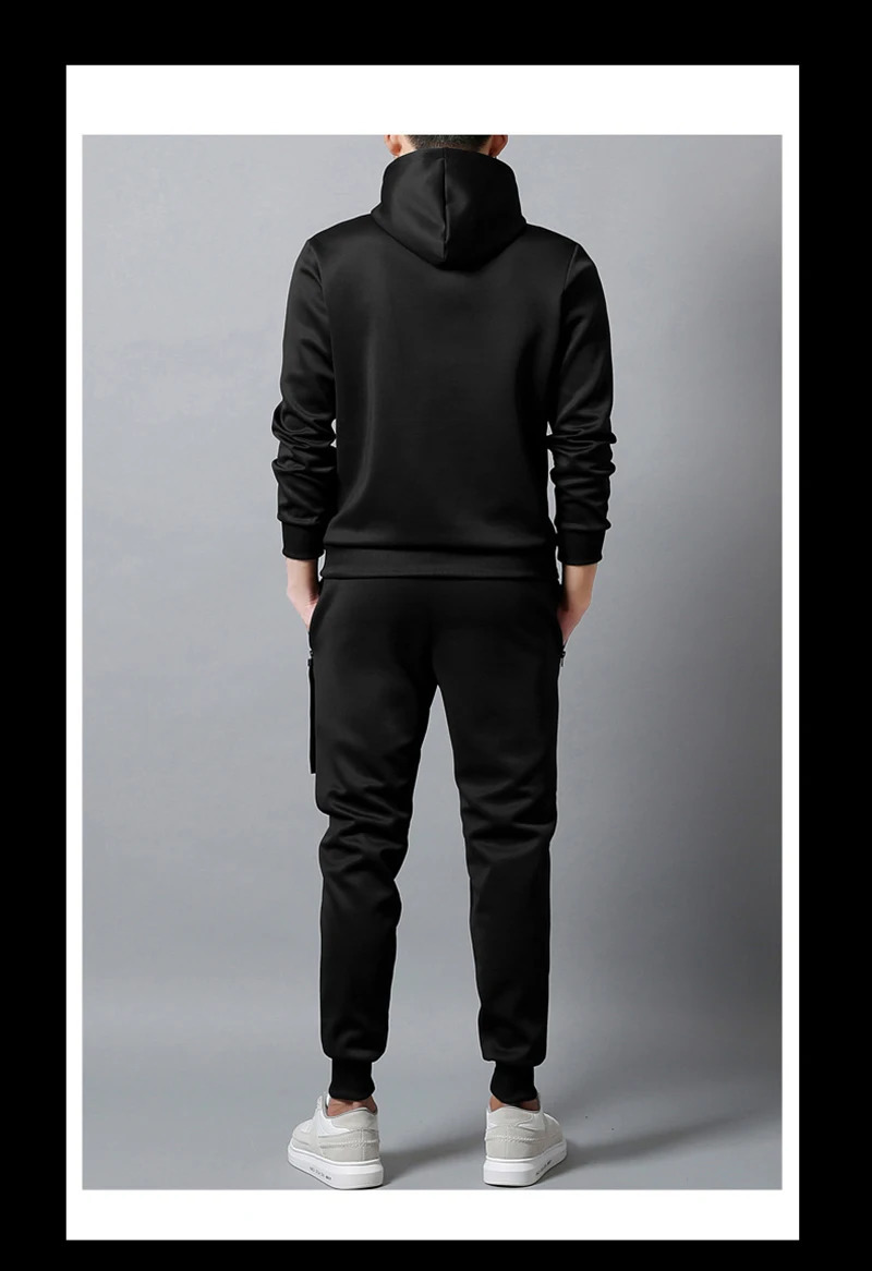 Autumn Winter Mens Tracksuit Warm Casual High Quality Hooded SweatshirtsSweatpants 2 Piece Set Street Jogging Clothing 240821