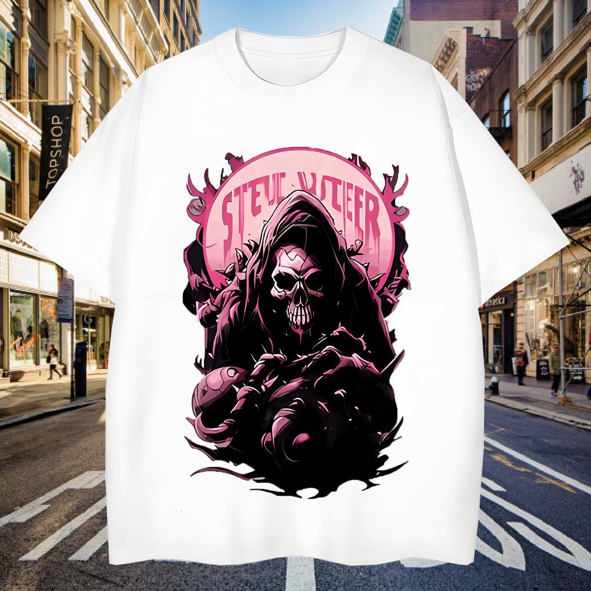 High Quality T-Shirts 100% Cotton 230g skull Casual Anime Breathable Short Sleeve Men Tshirts 2024 New Tops Tees