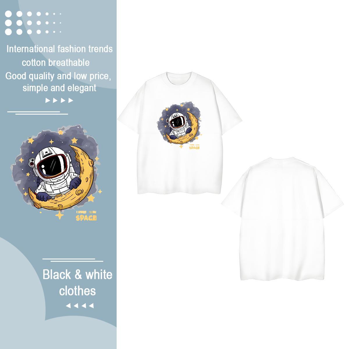 Custom T-Shirts for Women Breathable Crew Neck 230g 100% Cotton Womens Tshirts Skull spaceman Beach Lady Clothes Shirt