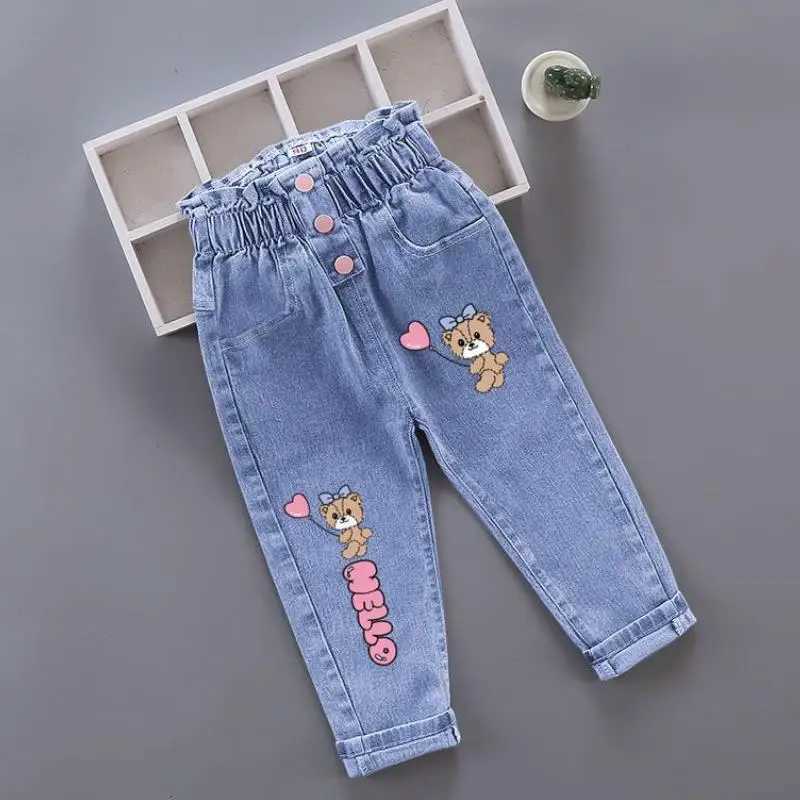 Childrens jeans boys spring and autumn Korean version elastic jeans girls versatile fashion denim pants 1-6Y W241227