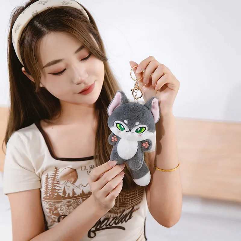 Stuffed Toys Wolf Plush Doll Gift Kawaii Emotion Wolf Plushies Doll Cute Wolf Toys For Girl Kawaii Room Decor Y240821