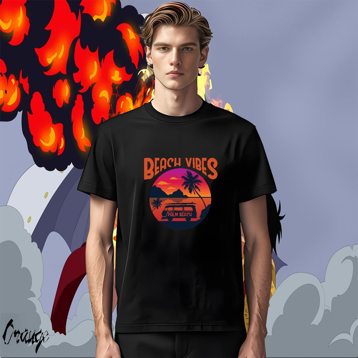 High Quality Couples T Shirts Casual Beach 230g Pure Cotton Custom Print Plus Size Breathable beach T-Shirts New Tops Tees