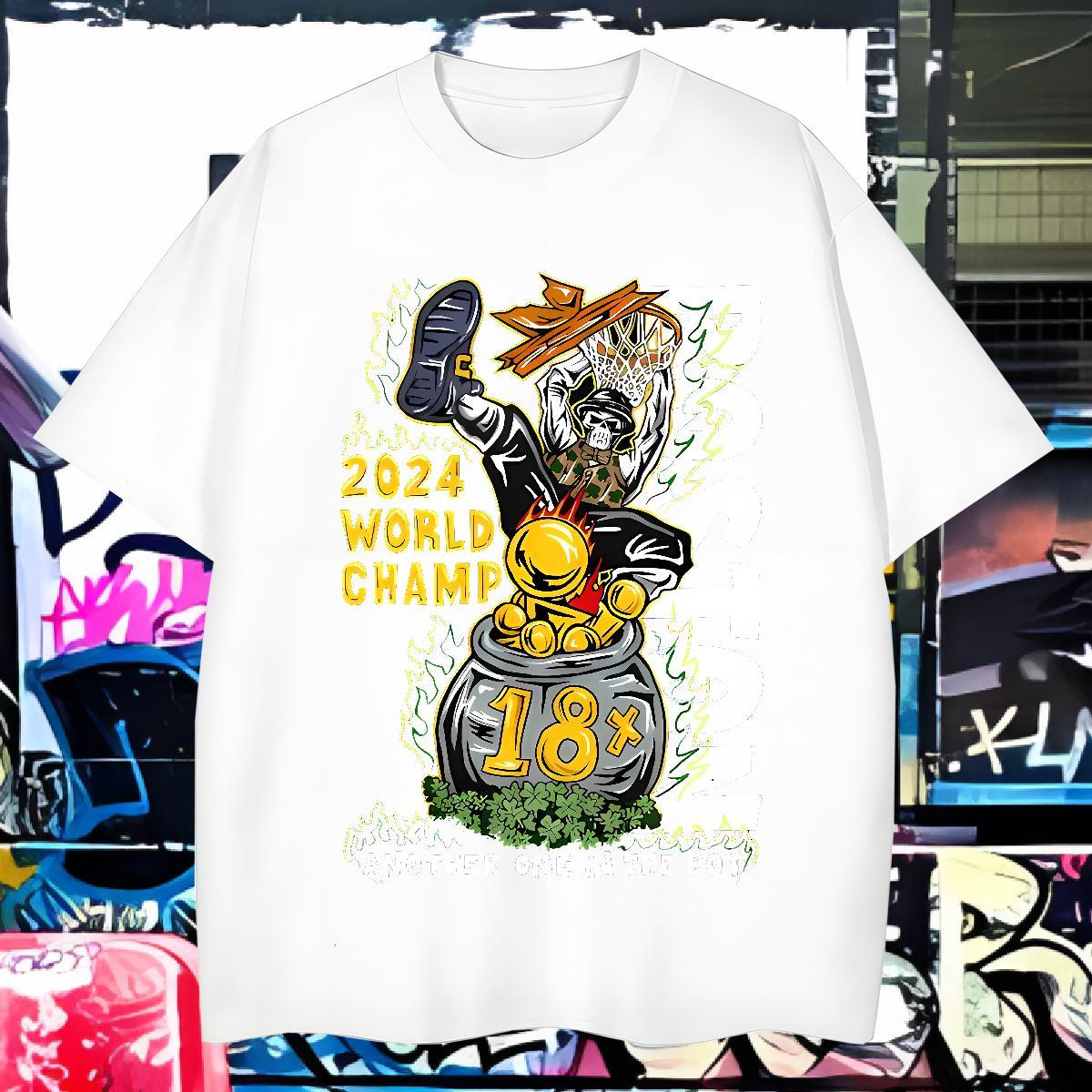 Loose skull T-Shirts Anime Printing Street Men Tshirts 230g Cotton 2024 Round Neck Short Sleeve Custom Printed Polos