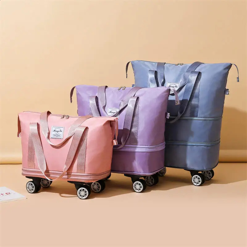 Universal wheel travel bag with double-layer dry wet separation fitness yoga shoulder bag 240821