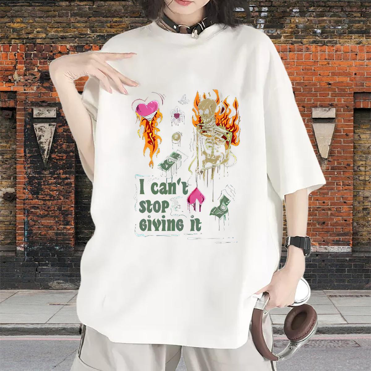2024 Woman T Shirts 230g 100% Cotton Breathable Crew Neck Street money Woman Tshirt Soft Plus Size Custom Clothings