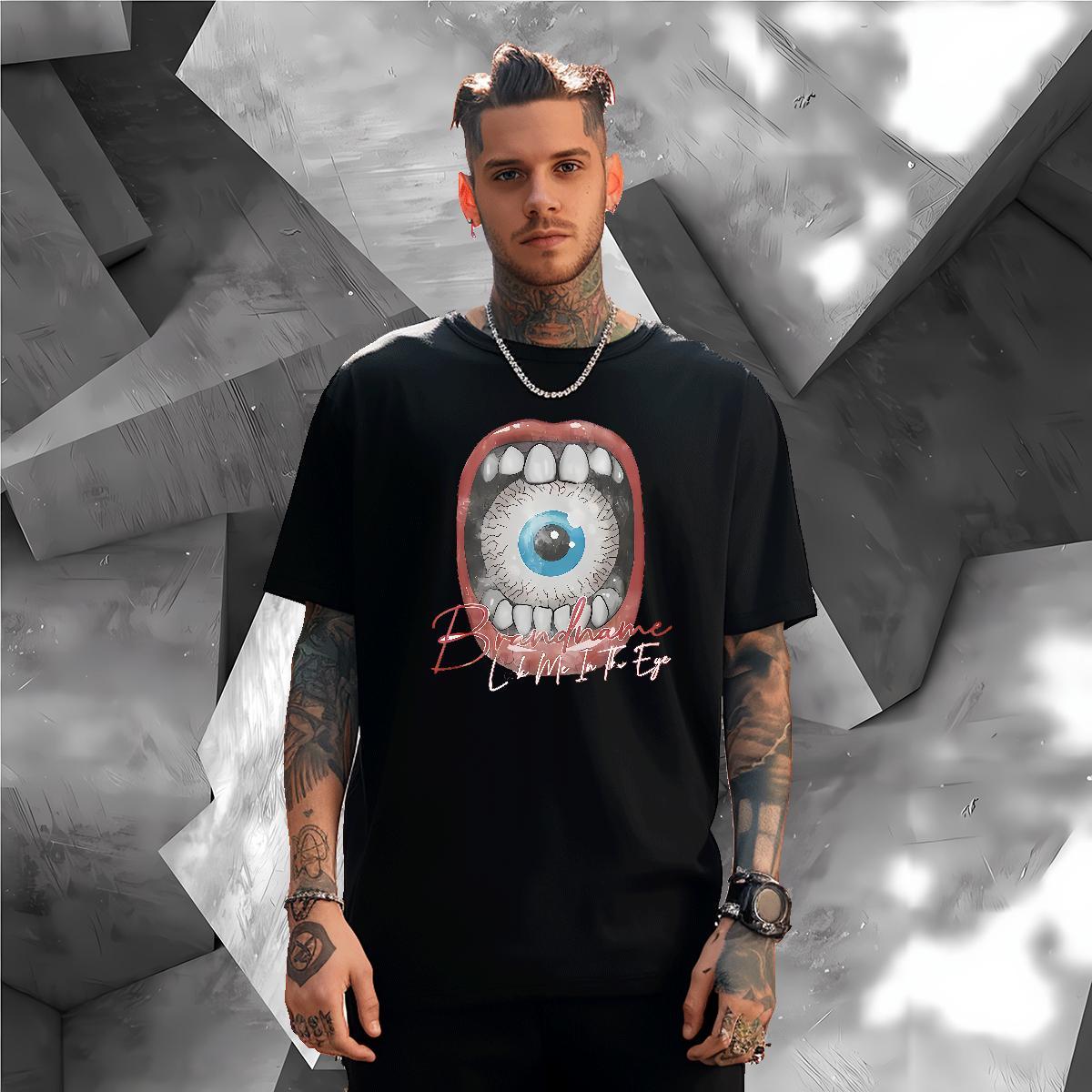 Unisex mouth Men T Shirts Street Couples T Shirts 230g Cotton Stylist Short Sleeve Soft White Plus Size Tee Shirt