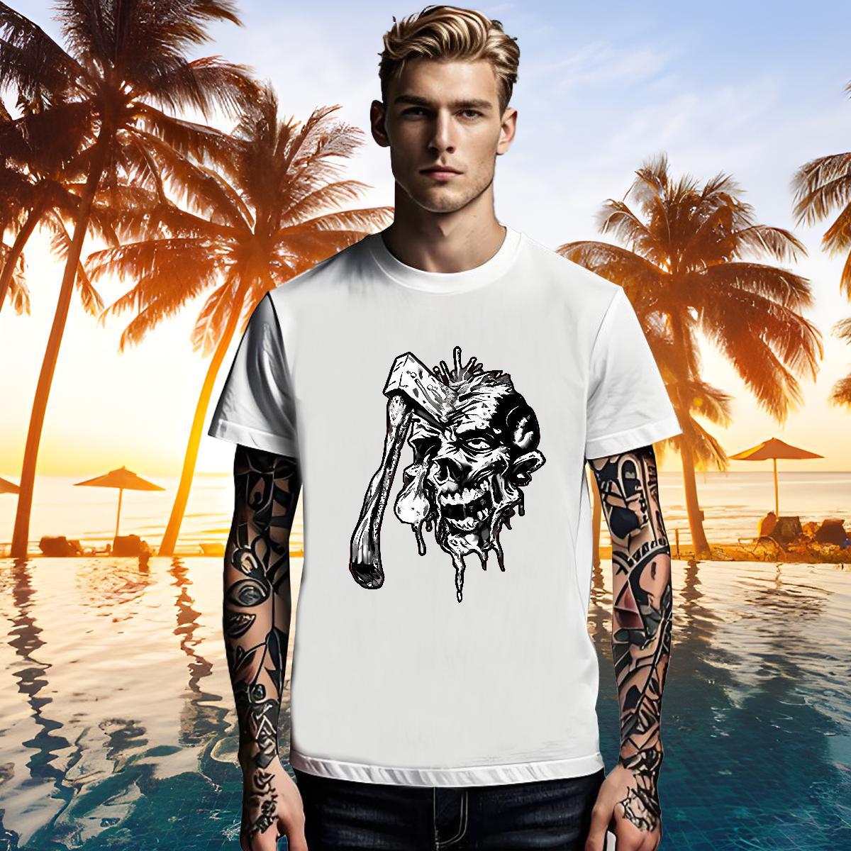 Brand Men Tshirts 230g 100% Cotton Street wear Hip Hop skull Pure Cotton Man T Shirts Soft Custom Print Plus Size Tops