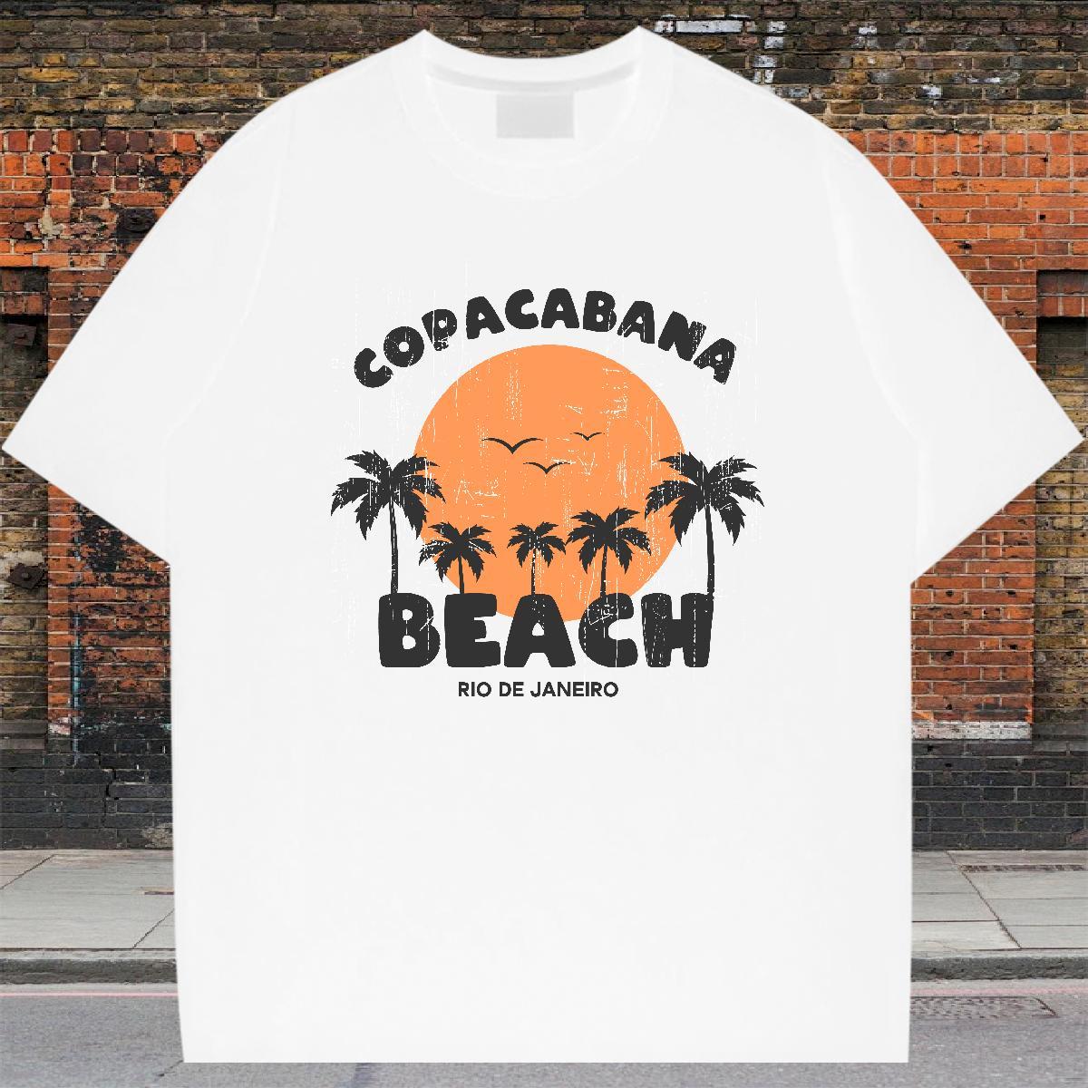 TOP Quality Men Clothes T-Shirt Casual Beach 100% Cotton 230g Custom Cartoon Crew Neck Breathable beach T Shirt For Man Wholesale Tops Tees