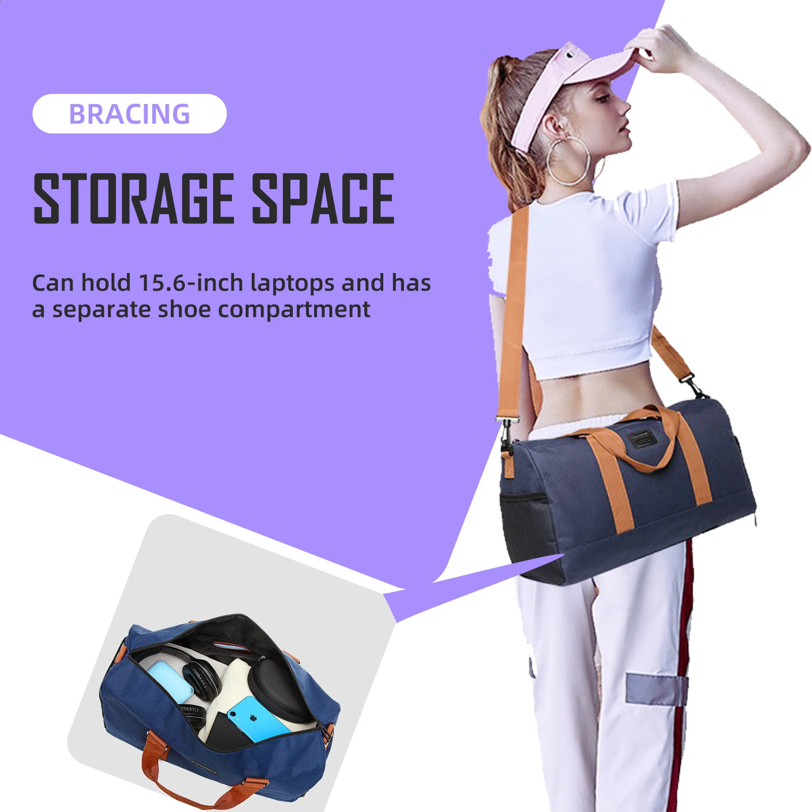 Fitness bag dry wet separation bag handheld fashionable and comfortable travel bag 240821