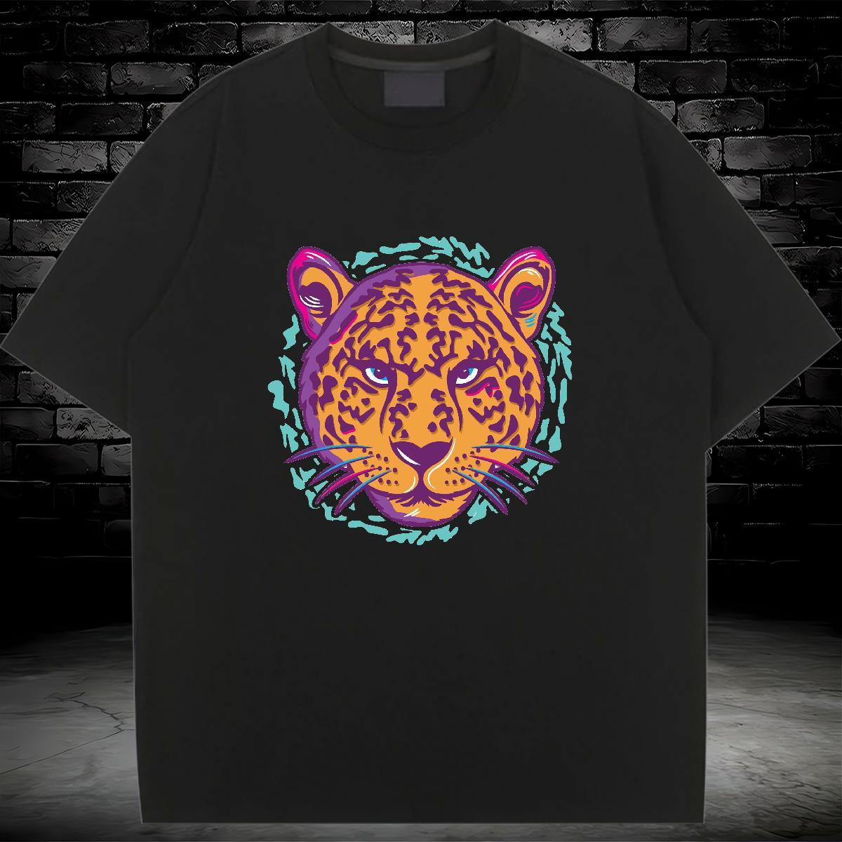 Classic T-Shirts for Women Short sleeve Soft 230g Cotton Womens Tshirts Oversized leopard Street Wear Designer Clothings