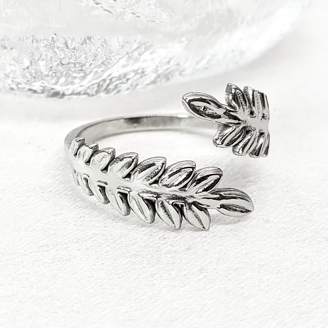 Fashionable, trendy, personalized, titanium steel, wheat ear adjustable ring, simple, rustic and beautiful ring