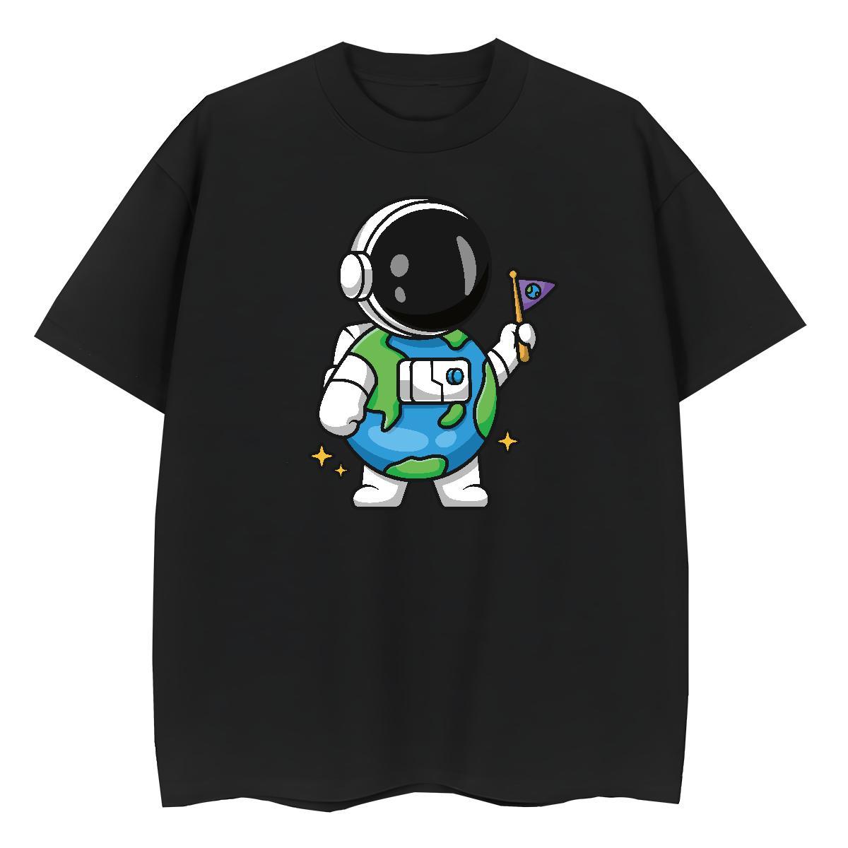Free Shipping Women Tees 100% Cotton 230g universe Casual Daily Wear Women T Shirts Breathable Crew Neck Oversized Top Tees