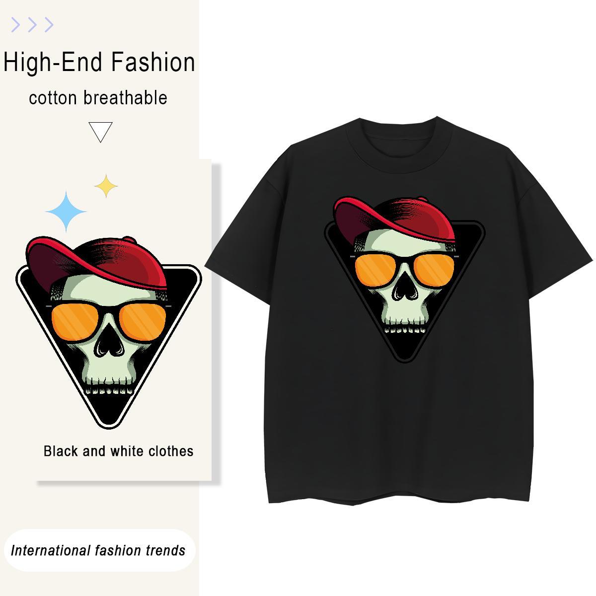 Classic Woman T Shirts 230g Cotton Breathable Crew Neck Home Outdoor skull Unisex Tshirts Comfortable Customized Polos
