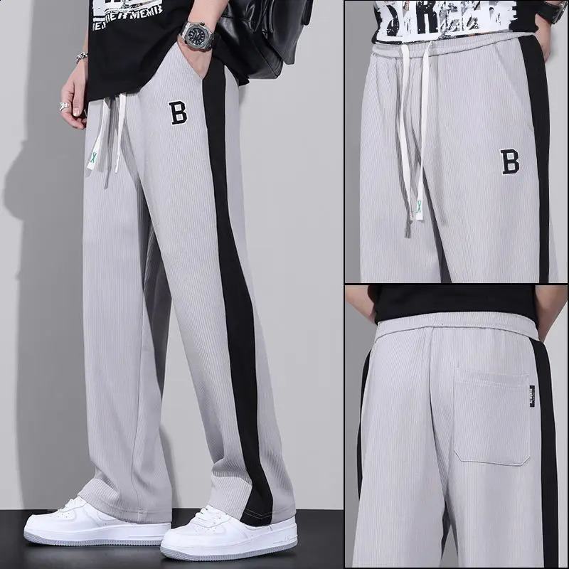 Harajuku Fashion Men Oversize Big Size Sweatpants Summer Thin Elastic Waist Baggy Streetwear Joggers Sports Wide Casual Trousers 240822