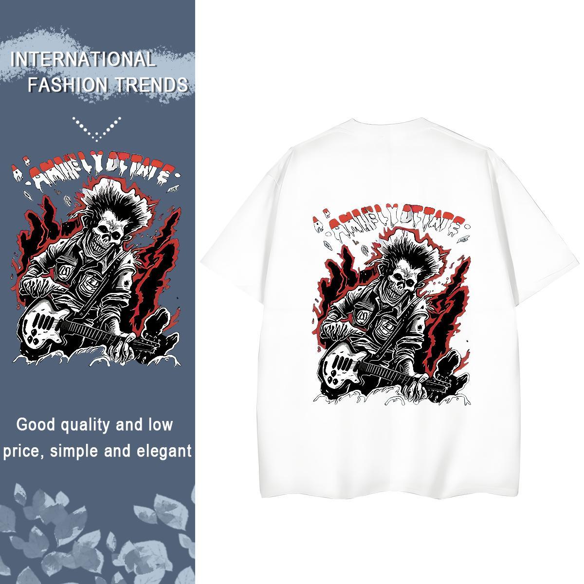 Brand T-Shirts for Women 230g 100% Cotton Crew Neck High Street Hip Hop skull Women Tshirts Free Shipping DIY Logo Clothings