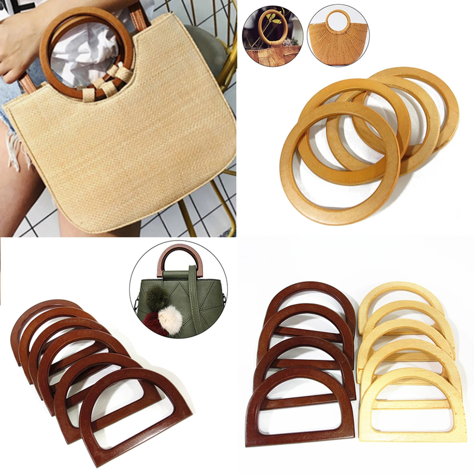 Crochet Bag Bottom Pad Pet Bag Insert Wooden Handle DIY Accessories 240821