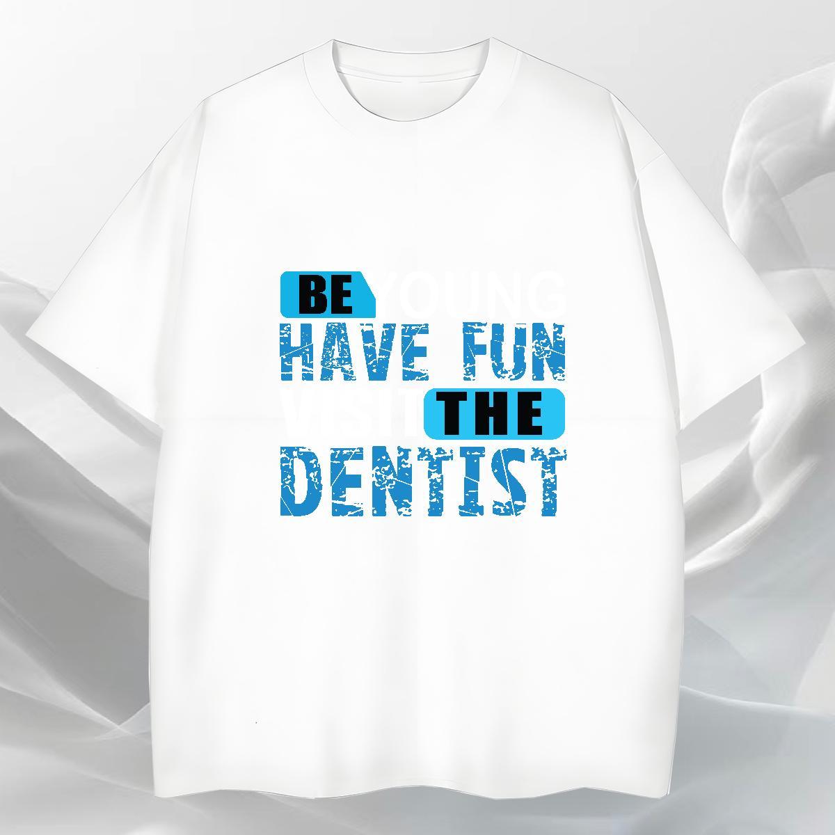 TOP Quality Mens Tshirts Sports Casual 230g Pure Cotton Cartoon Print Breathable Denstist Men T Shirts Fashion Clothes
