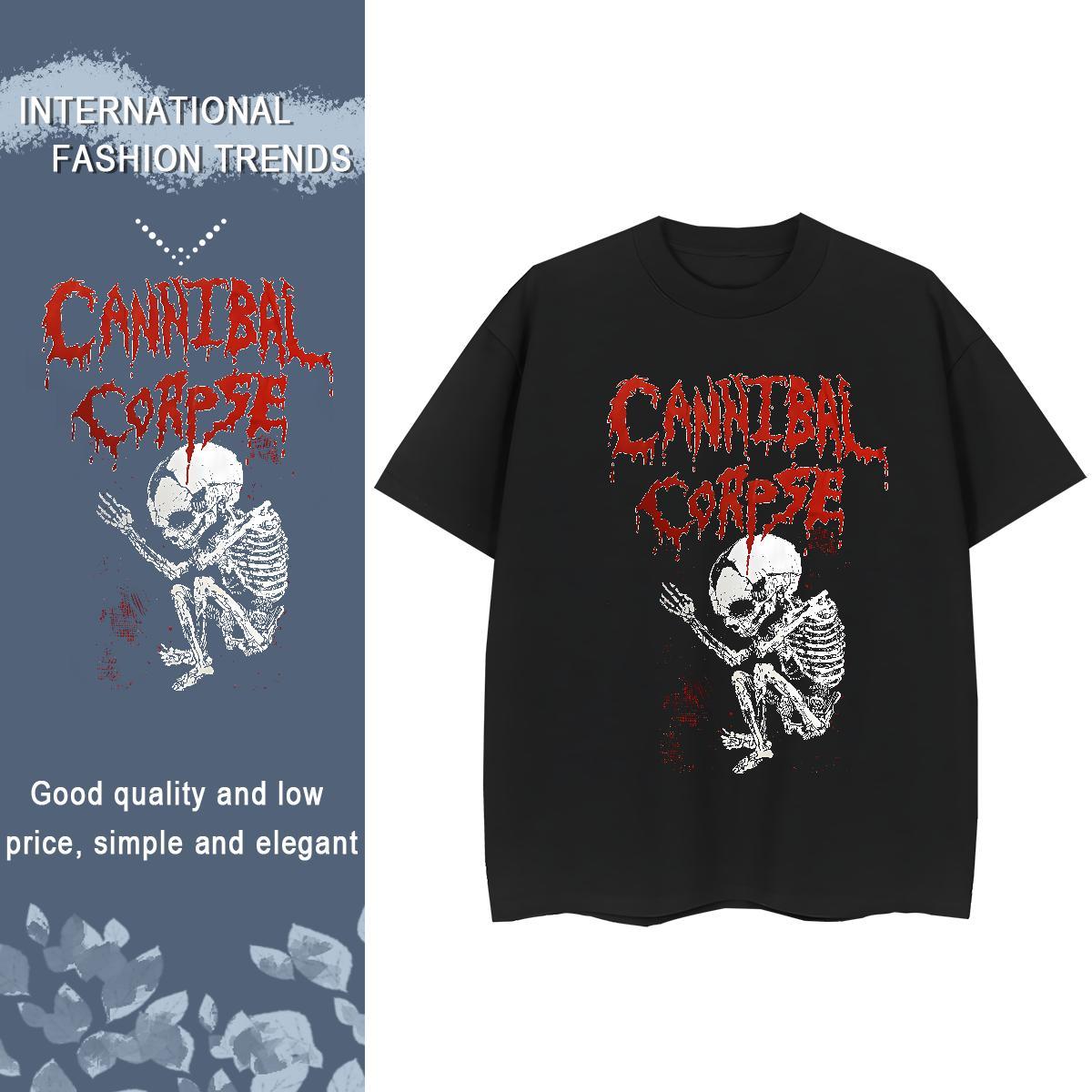 Wholesale Womens Tshirts 230g Pure Cotton scary Street Casual T-Shirts for Women O-Neck Short Sleeve Plus Size Cartoon Clothes Shirt
