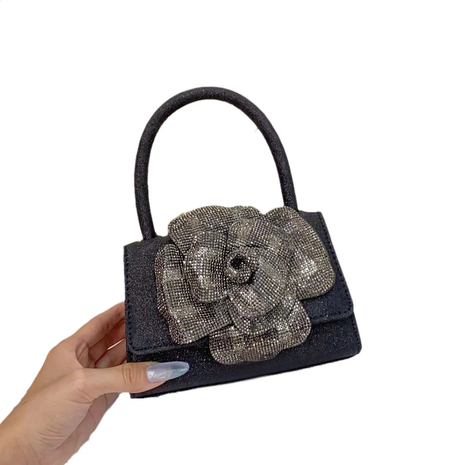 Fashion handbag sparkling pearl flower silver ball evening wedding wallet cute mini bag suitable for women Crusosbody 240821