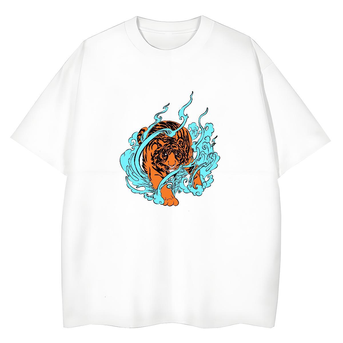 Casual New T Shirts Women Breathable Soft 100% Cotton 230g Lady T shirt Custom Printed tiger Casual Sport Nice Polos