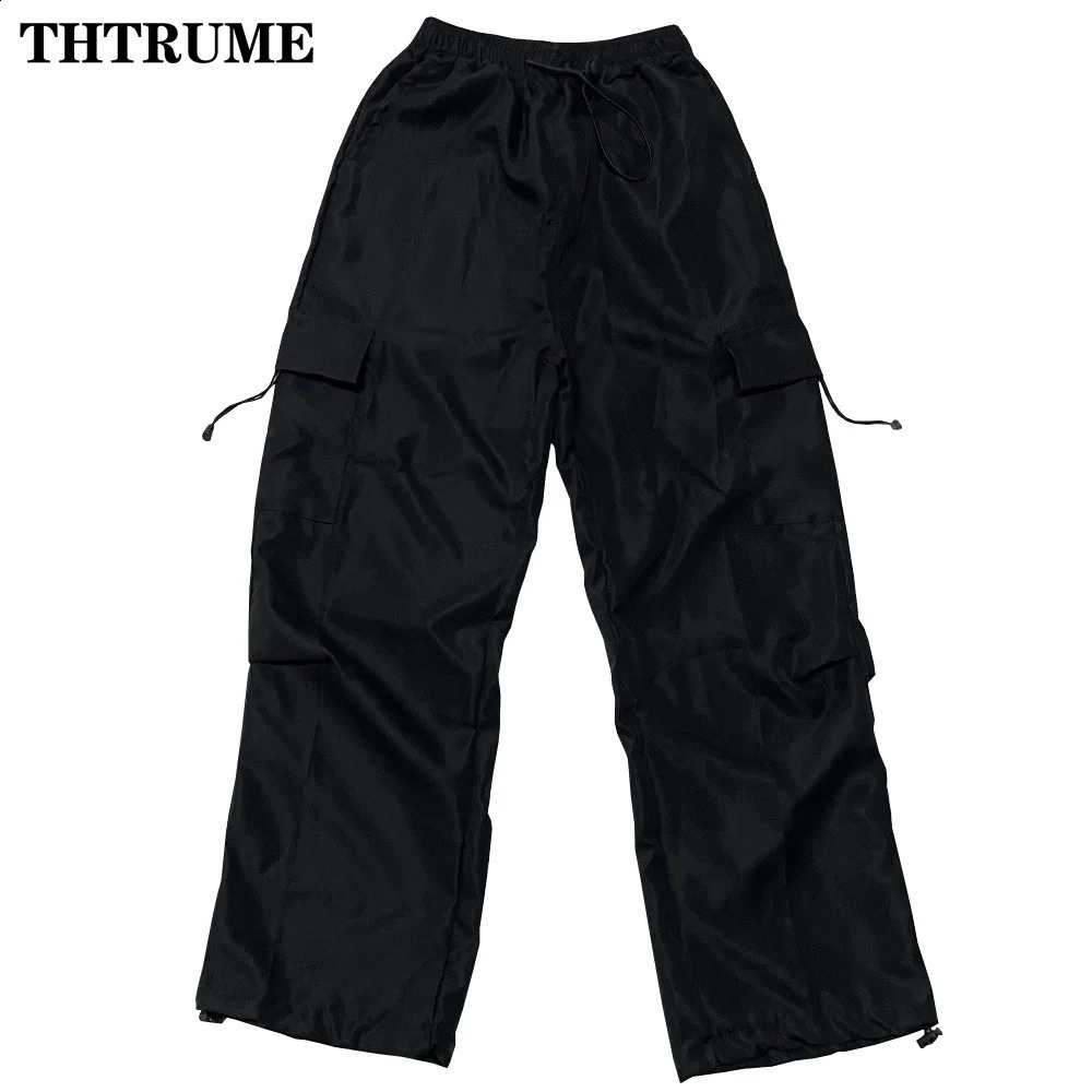 High Street Vintage Cargo Pants Women Y2K Fashion Oversized Elastic Wasit Chic Baggy Trousers Casual Office Lady Streetwear Pant 240821
