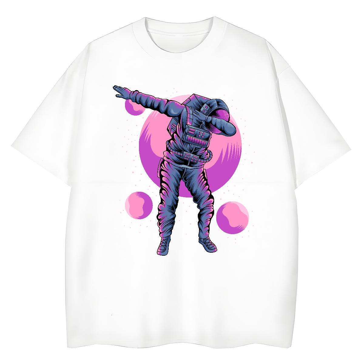 High quality Women Tshirts 100% Cotton 230g cosmonaut Summer Casual T Shirt For Woman Round Neck Short Sleeve Black White Tops