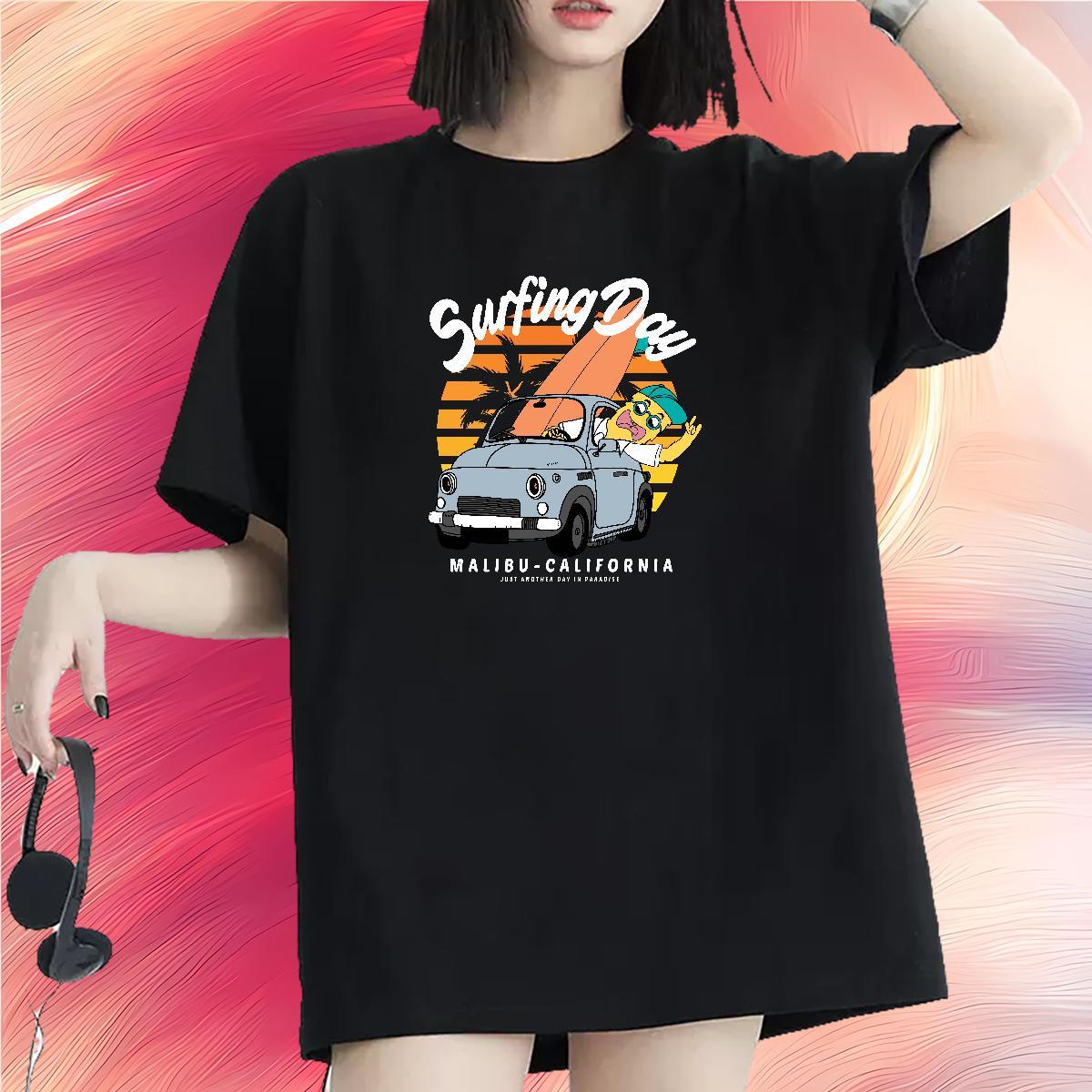 Popular Women Tshirts 230g 100% Cotton role Daily Wear T-Shirts Comfortable Black White Tee Shirt