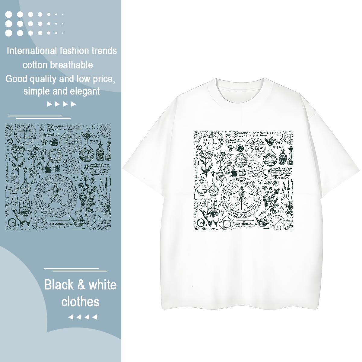 Free Shipping Lady T shirt 230g 100% Cotton painting Spring Summer T Shirt For Woman Short Sleeve O-Neck Cartoon Floral Printing Tee Shirt