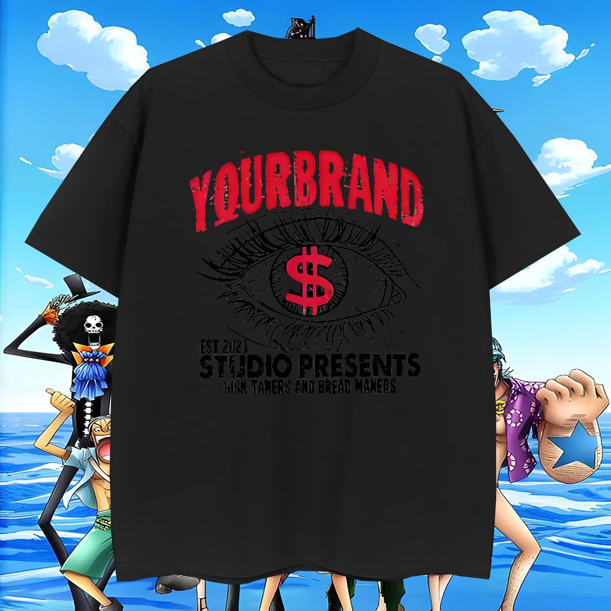 Classic Men Tees Casual Beach 230g Pure Cotton Custom Anime Crew Neck Breathable eyes T Shirts Men Fashion Clothings