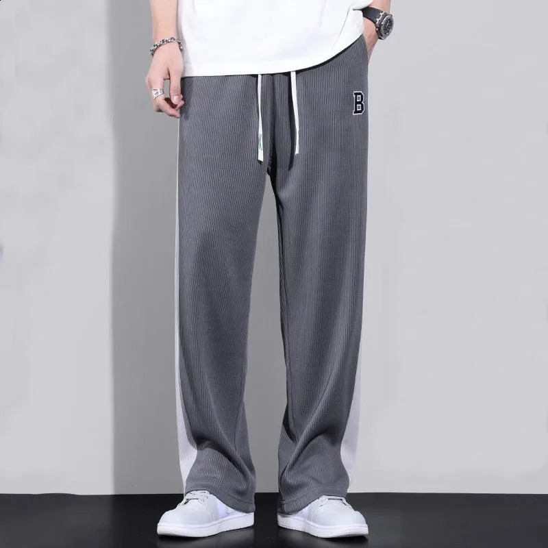 Harajuku Fashion Men Oversize Big Size Sweatpants Summer Thin Elastic Waist Baggy Streetwear Joggers Sports Wide Casual Trousers 240822