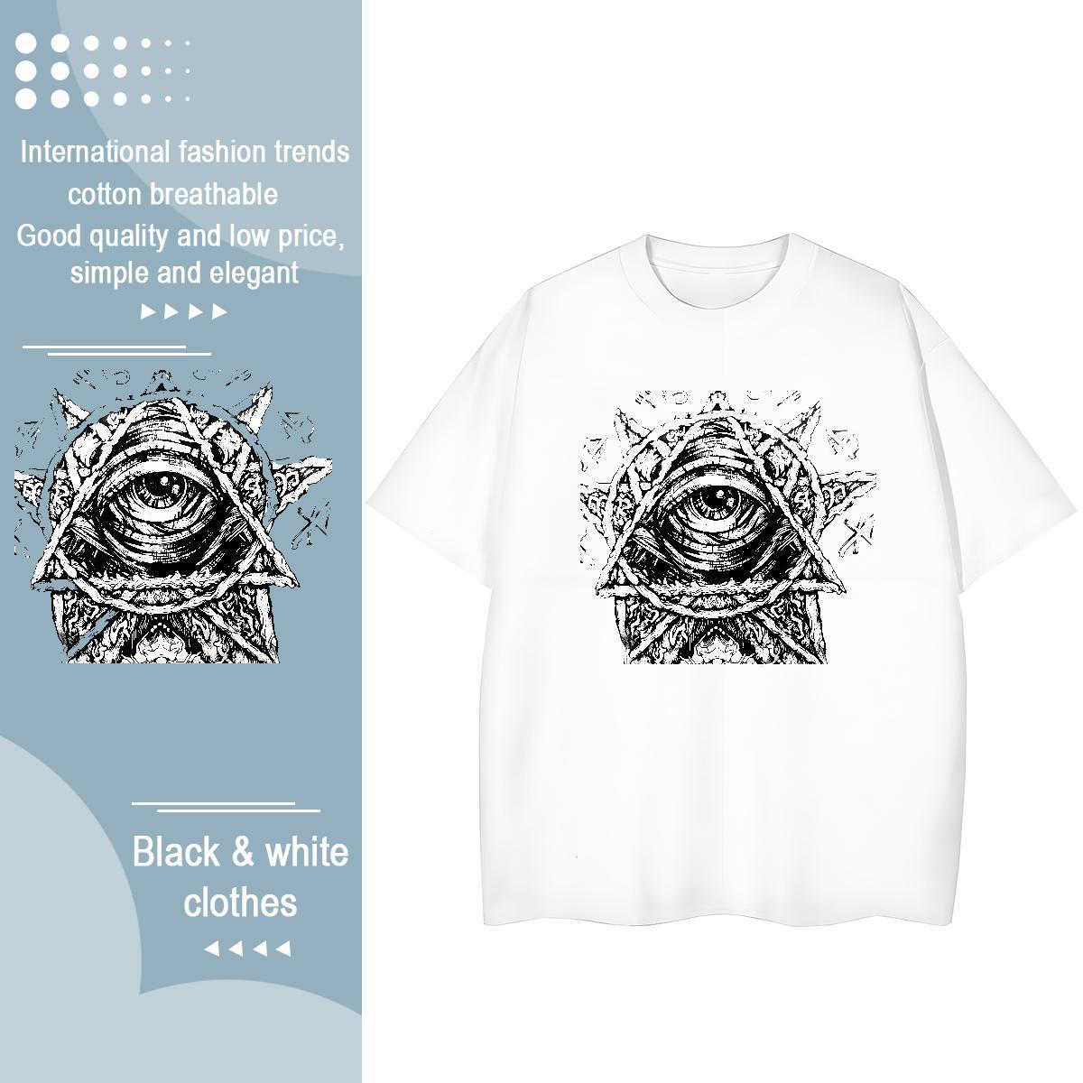Custom Woman T Shirts 230g Cotton Crew Neck Breathable High Street Hip Hop eye of the devil Woman Tshirt Popular Custom Printing Tops Tees