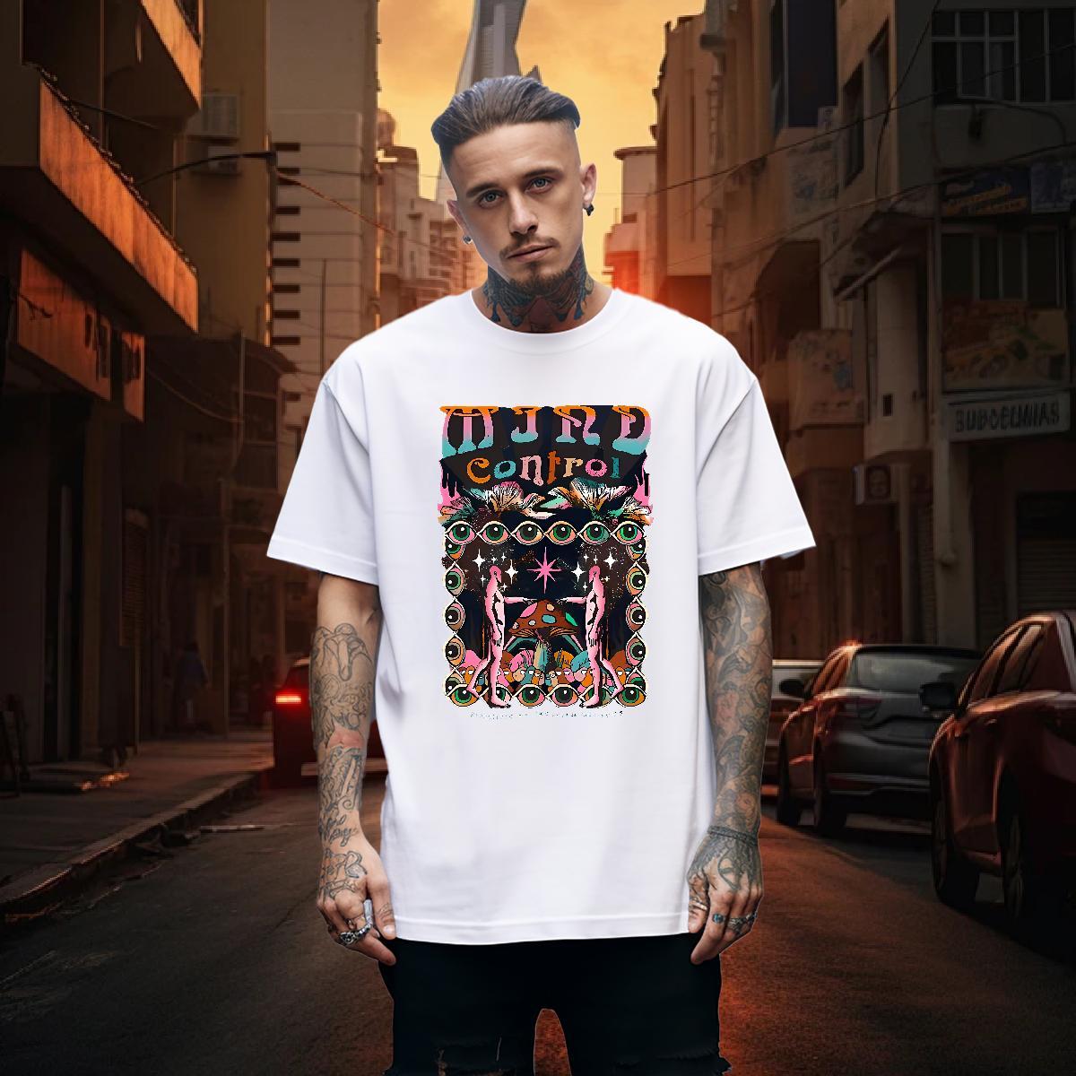 Customized Beach Men Clothes T-Shirt eyes Breathable Short Sleeve 230g Cotton T shirt Designer DIY Printed Tee Shirt