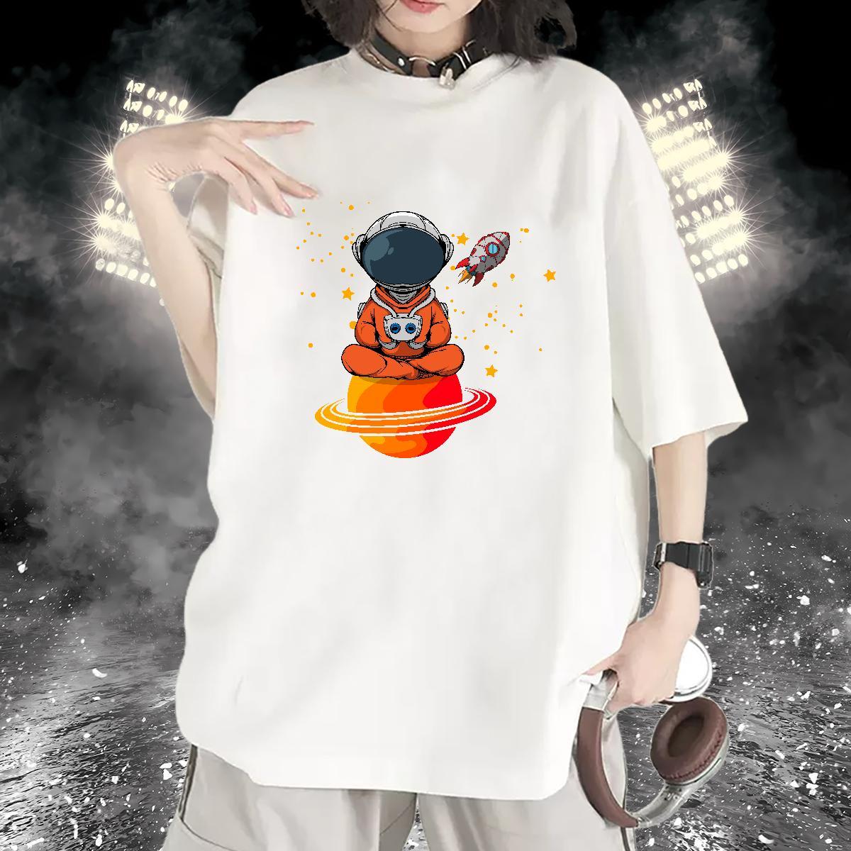 Wholesale Unisex Tshirts 230g 100% Cotton universe Casual T shirt Breathable Crew Neck Oversized L-4XL Clothes