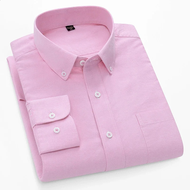 plus size 100%cotton long-sleeve shirts for men Casual solid plain shirt slim fir formal shirt business office Oxford clothes 240822